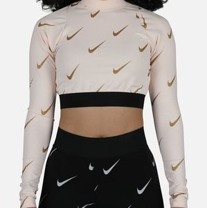 WOMENS NIKE NSW METALLIC CLASH LONG-SLEEVE CROP TOP MEDIUM